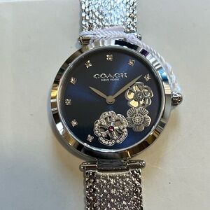 Coach Silver Women's Watch with Floral Accents